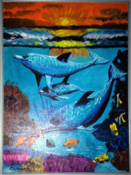 Œuvre contemporaine nommée « Les dauphins », Réalisée par KHORRY66
