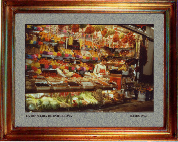 Œuvre contemporaine nommée « Catalogne sud, marché de la Boqueria à Barcelone 1993 », Réalisée par EMILE RAMIS