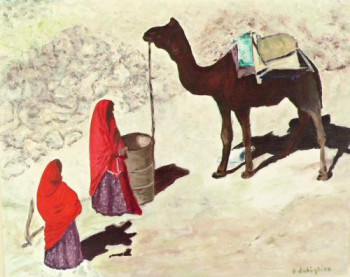Œuvre contemporaine nommée « indiennes au chameau », Réalisée par FRANçOISE DELEGLISE