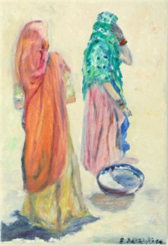Œuvre contemporaine nommée « femmes indiennes », Réalisée par FRANçOISE DELEGLISE