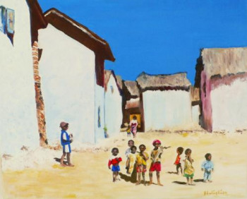 Œuvre contemporaine nommée « village malgache », Réalisée par FRANçOISE DELEGLISE