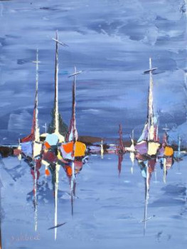 Œuvre contemporaine nommée « Ancrage de bateaux », Réalisée par FRANCIS JALIBERT