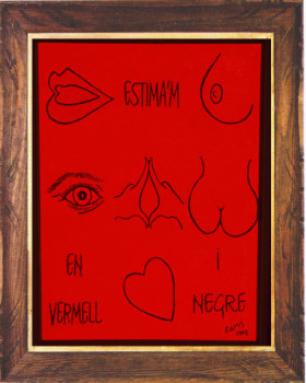 Œuvre contemporaine nommée « Aime-moi en rouge et noir 2008 », Réalisée par EMILE RAMIS