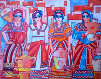 Œuvre contemporaine nommée « quatre femmes kabyles 1 », Réalisée par BARA