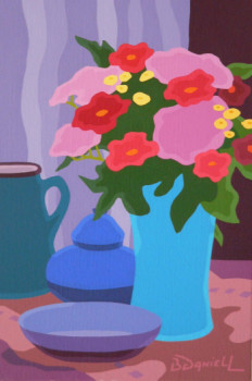 Œuvre contemporaine nommée « Bouquet en bleu », Réalisée par DANIELL