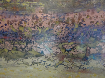 Œuvre contemporaine nommée « TACHISME 2015 n6- CREATION SUR BOIS et TECHNIQUES DIVERSES », Réalisée par ASGRAPHE2023