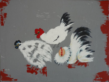 Œuvre contemporaine nommée « mes poules », Réalisée par LARTDELATOILE