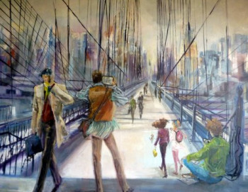 Œuvre contemporaine nommée « jour de fête Brooklyn Bridge », Réalisée par DAMIAN TIRADO