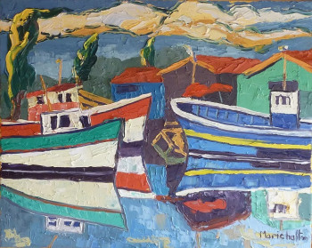 Œuvre contemporaine nommée « Bateaux, cabanes, reflets », Réalisée par MARICHALTON