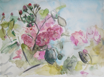 Œuvre contemporaine nommée « roses », Réalisée par MIREILLE BREGOU