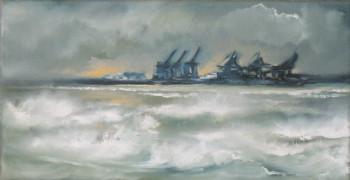 Œuvre contemporaine nommée « Le port : Mer du Nord Belgique », Réalisée par MARLEEN MELENS