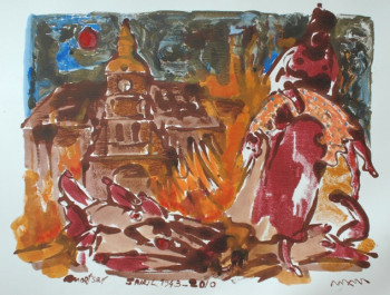 Œuvre contemporaine nommée « Bombardement Mortsel 5 avril 1943 Belgique . Commémoration », Réalisée par MARLEEN MELENS