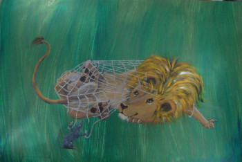Œuvre contemporaine nommée « Le lion et le rat », Réalisée par SYLVIE RABATEL