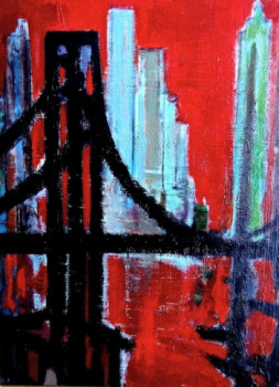Œuvre contemporaine nommée « Brooklynn Bridge Rouge », Réalisée par CHRISTIAN MENARD