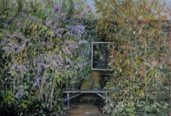 Œuvre contemporaine nommée « Miroir au jardin », Réalisée par CORINNE QUIBEL