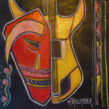 Œuvre contemporaine nommée « La guitare et le taureau », Réalisée par MONIQUE TAILLANDIER WALLON