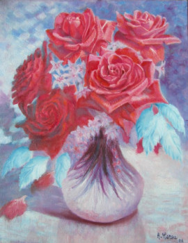 Œuvre contemporaine nommée « Roses rouges », Réalisée par AMALIA MEREU