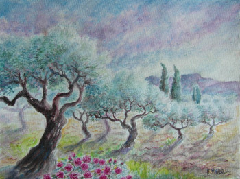 Œuvre contemporaine nommée « les oliviers », Réalisée par AMALIA MEREU