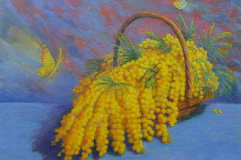 Œuvre contemporaine nommée « Mimosas et papillons », Réalisée par AMALIA MEREU