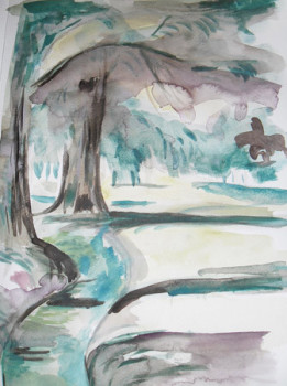 Œuvre contemporaine nommée « arbres2 », Réalisée par MIREILLE BREGOU