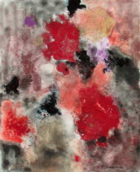 Œuvre contemporaine nommée « Composition rouge 3 », Réalisée par J. CAUMES