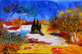 Œuvre contemporaine nommée « LA PROVENCE EN AUTOMNE », Réalisée par MARIE-FRANCE BUSSET