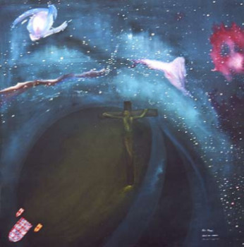 Œuvre contemporaine nommée « Christ au Cosmos », Réalisée par FéLIX MONGET
