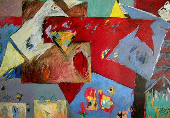 Œuvre contemporaine nommée « Equilibre rouge », Réalisée par HERVé PLOUZEN