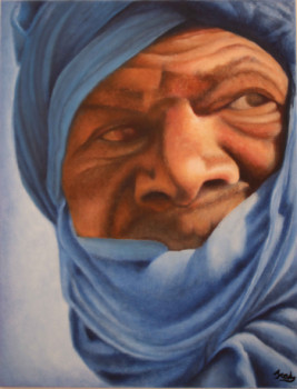 Œuvre contemporaine nommée « Homme bleu - portrait », Réalisée par FREDERIQUE