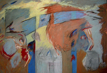 Œuvre contemporaine nommée « Traversée bleue », Réalisée par HERVé PLOUZEN