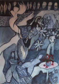 Œuvre contemporaine nommée « Les fleurs rouges », Réalisée par HERVé PLOUZEN