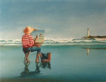 Œuvre contemporaine nommée « Peinture à la plage », Réalisée par JOEL RIVIERE