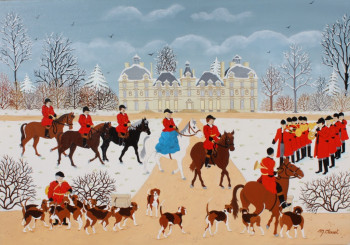 Œuvre contemporaine nommée « Chasse à courre au chateau de Cheverny », Réalisée par MARTINE CLOUET