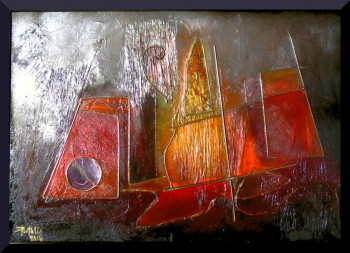 Œuvre contemporaine nommée « le bateau rouge ! », Réalisée par JANPOL PORTALIS