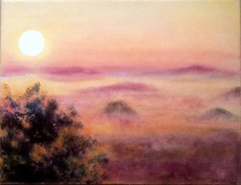 Œuvre contemporaine nommée « Le soleil dans la brume », Réalisée par PATRICIA DELEY