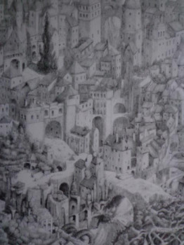 Œuvre contemporaine nommée « Village puzzle 1 », Réalisée par JACQUES TAFFOREAU