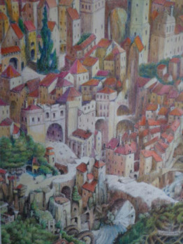Œuvre contemporaine nommée « Village puzzle 2 », Réalisée par JACQUES TAFFOREAU