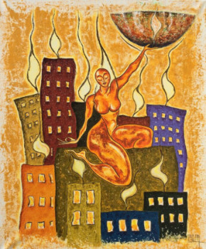 Œuvre contemporaine nommée « Lumière sur la ville », Réalisée par OSCAR