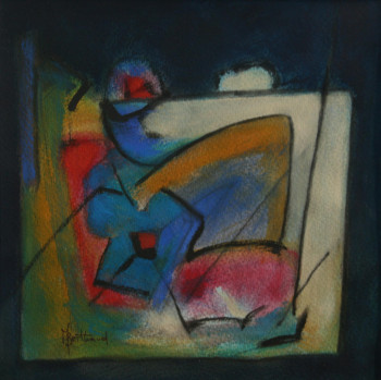 Œuvre contemporaine nommée « Fleur bleue au coeur rouge », Réalisée par ALAIN BERTHAUD