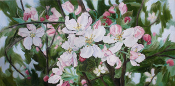 Œuvre contemporaine nommée « fleurs de pommier 2 », Réalisée par STEPANYUK ALINA
