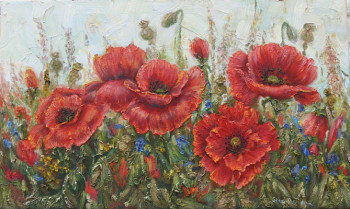 Œuvre contemporaine nommée « coquelicots 2 », Réalisée par STEPANYUK ALINA