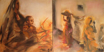 Œuvre contemporaine nommée « Duo des Indes », Réalisée par ISABELLE VERDENNE