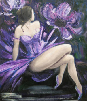 Œuvre contemporaine nommée « la jeune fille en violet », Réalisée par STEPANYUK ALINA