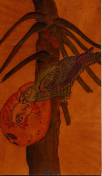 Œuvre contemporaine nommée « perroquet papaye 1987 », Réalisée par LAURENT SERRE