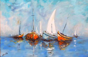 Œuvre contemporaine nommée « les barques », Réalisée par BOURILLON KAO