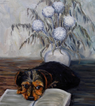 Œuvre contemporaine nommée «  nature morte avec un chien », Réalisée par STEPANYUK ALINA