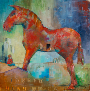 Œuvre contemporaine nommée « Le cheval de Troie 1. », Réalisée par THIERRY MERGET