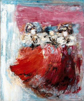 Œuvre contemporaine nommée « Femme en rouges 2 », Réalisée par MAGUY HERAUD.MARGAUX