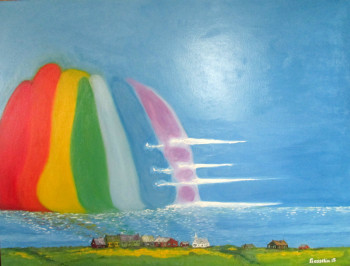 Œuvre contemporaine nommée « Arc-en-ciel basse Côte Nord », Réalisée par GéRALD GOSSELIN