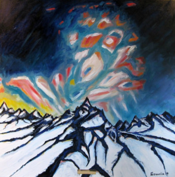 Œuvre contemporaine nommée « Aurore boréale en Alaska », Réalisée par GéRALD GOSSELIN